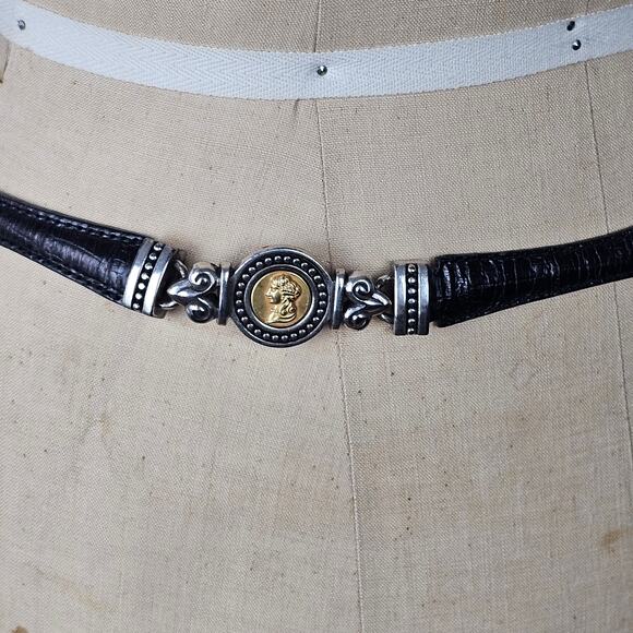 VTG 1996 Belt metal link and leather belt with dangle traditional classic M - Picture 5 of 13